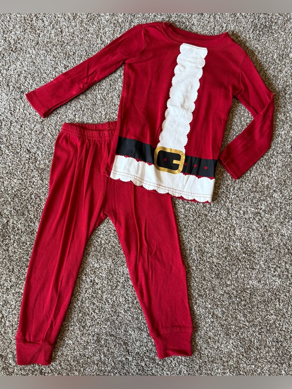 Crazy 8 Two Piece Red Santa Claus Pajama Set Unisex Toddler 2T Christmas Cotton